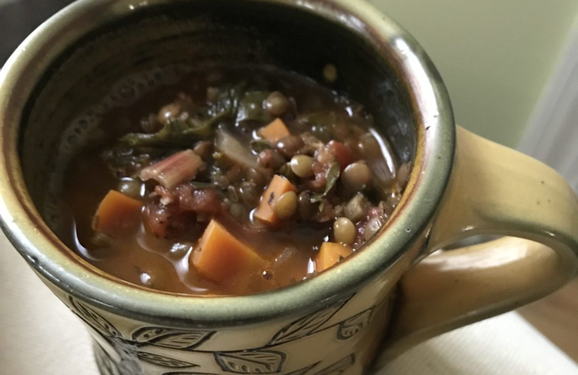 Lentil soup in a cup